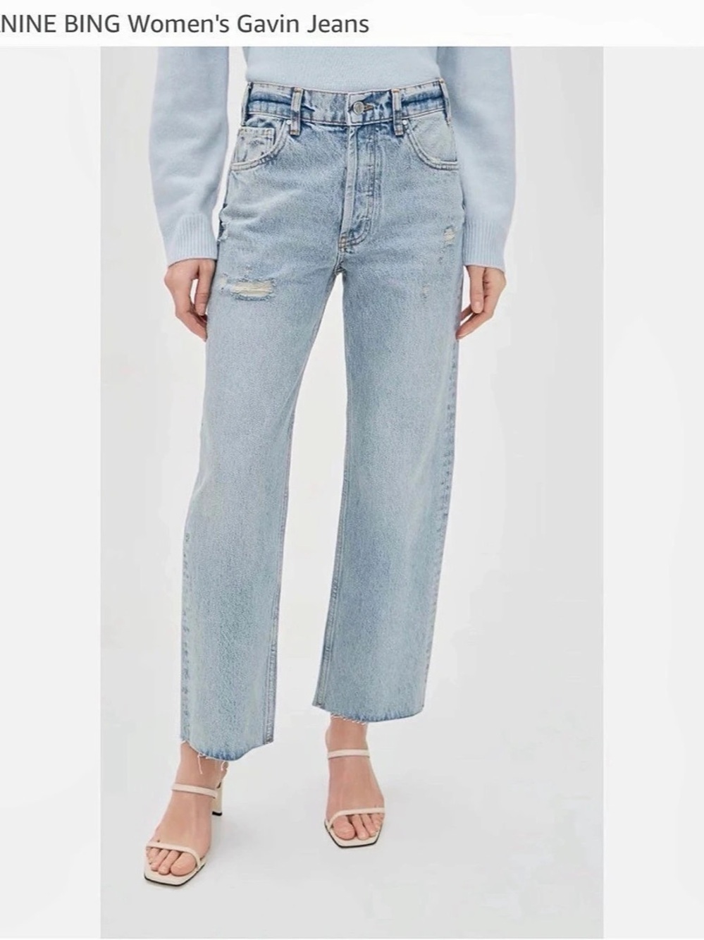 ANINE BING Gavin Jeans Cropped Straight Leg Jeans in Blue Like New